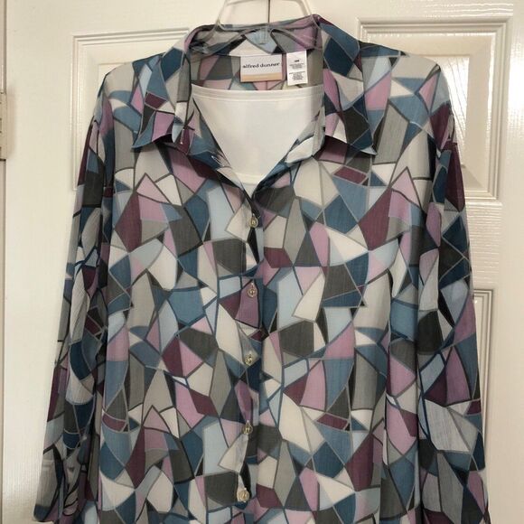 Alfred Dunner Blouse Size 18W or 1X Three Quarter Sleeves - Two Piece Set - Picture 3 of 6